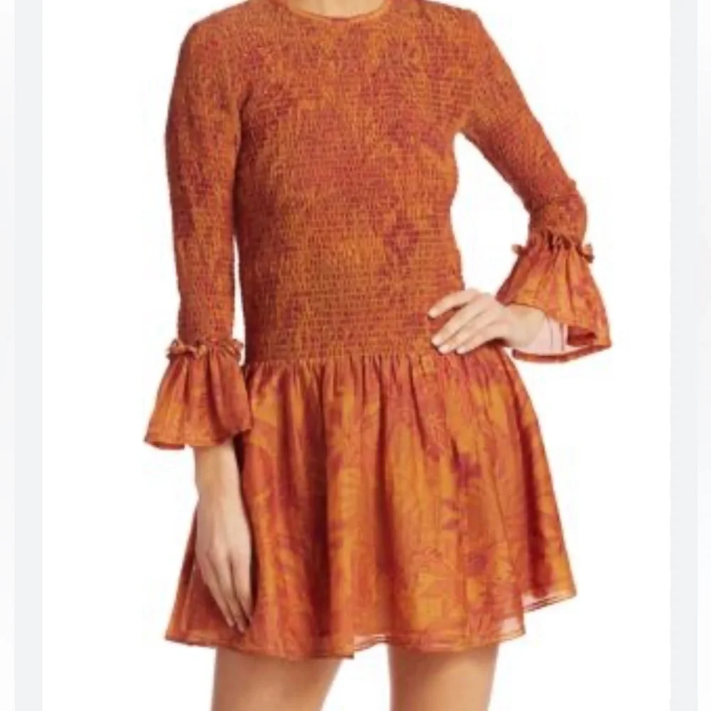 Chufy Orange Aqrequipi Smocked Dress